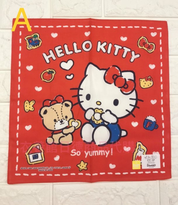 §A-mon日本雜貨屋§日本*三麗鷗Hello Kitty凱蒂貓 *最新款兒童手帕*100%純棉*日本製