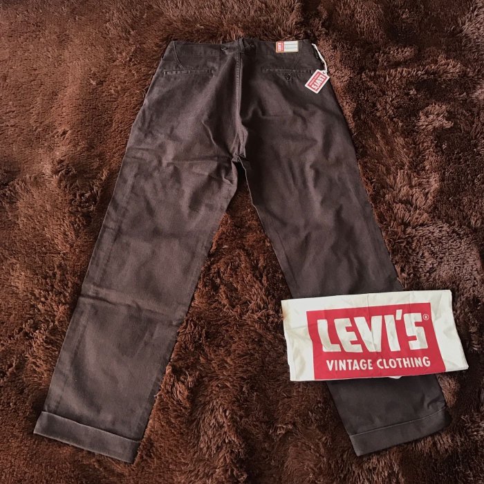 levis vintage clothing lvc 1920's 非501 直筒 吊袋扣 咖啡  休閒褲 工作褲