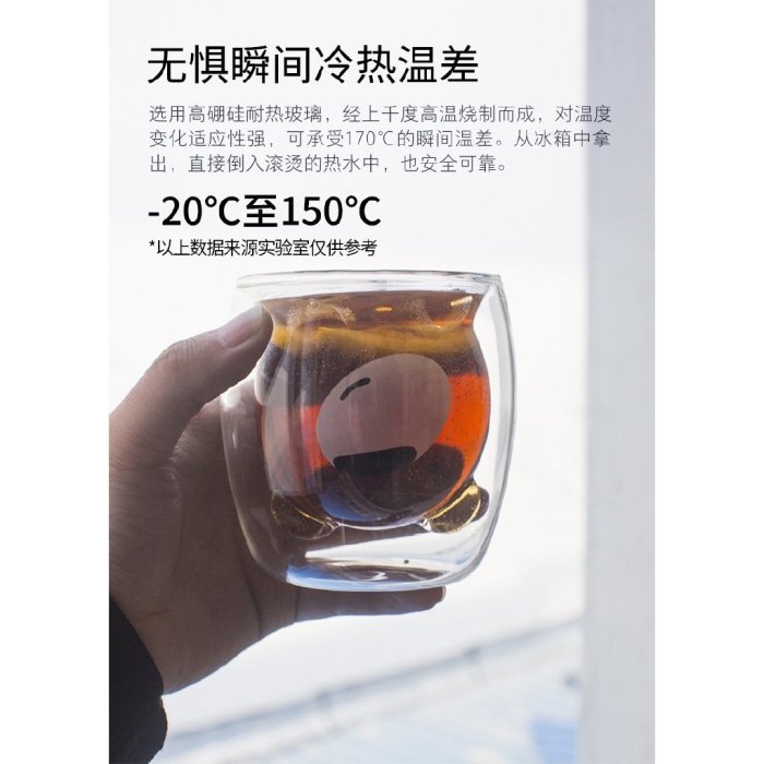 【熱賣精選】日式ins風 現在簡約新品萌寵雙層玻璃杯 貓爪杯牛奶水杯 韓版可愛創意隔熱透明杯 卡通動物水杯  YGJH7