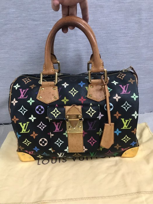 ❤️限定買家下標 LV M92642 Speedy 30 村上隆 黑彩 黑三彩絕版 波斯頓包 波士頓包 手提包