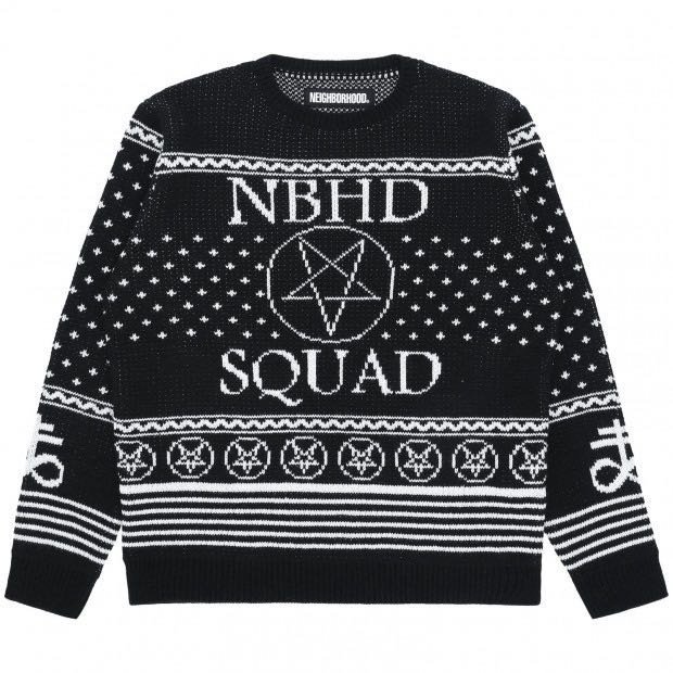 NBHD Neighborhood SQD crewneck knit 黑色針織毛衣| Yahoo奇摩拍賣