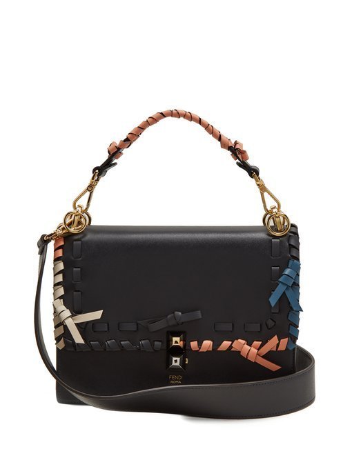 FENDI  Dotcom ribbon-whipstitch leather bag