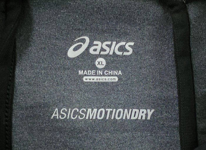 ASICS 太空棉材質 反光logo 內裡鋪棉 黑色 長袖T恤/ 大學T/衛衣 (XL) #4091 (一元起標 無底價)