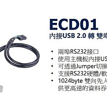 小白的生活工場*銀欣 ECD01 內接USB 2.0 轉 雙埠 RS232 擴充卡