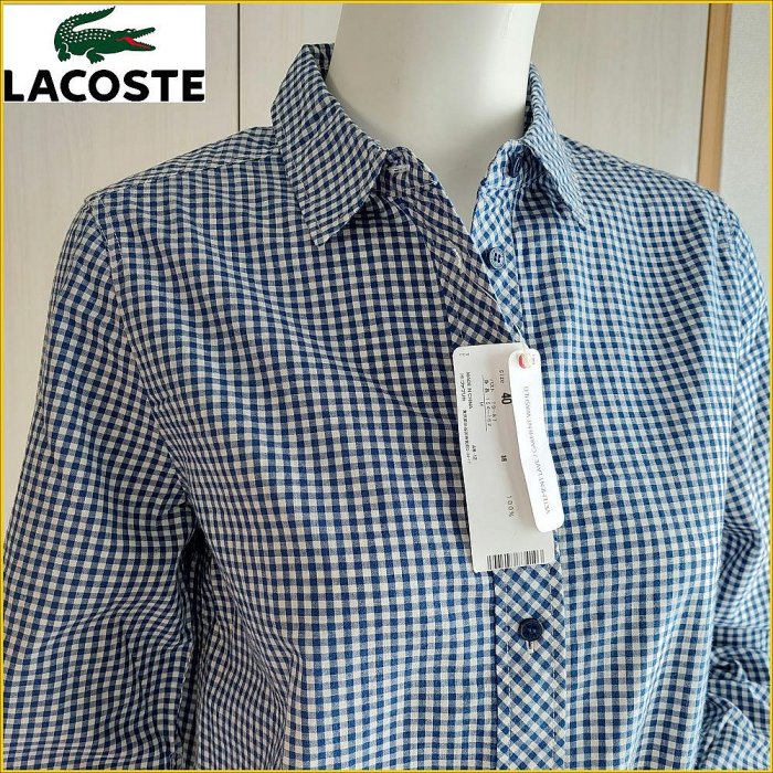 🇯🇵日本新品✈️鱷魚 長袖襯衫 女 L號 LACOSTE 鱷魚牌 寬鬆版型 格紋襯衫 A25F2L