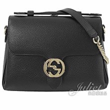 【茱麗葉精品】全新精品 GUCCI 專櫃商品 510302 雙G 金屬壓扣牛皮壓紋銀鍊兩用包.黑 預購無現貨