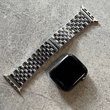 錶帶屋 AppleWatch蘋果表各代 38/40/41mm42/44/45/49mm五珠款高質感實心不銹鋼鋼帶組