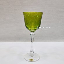 A2535 綠色玻璃雕花高腳水晶杯  (遠麗精品 台北店)
