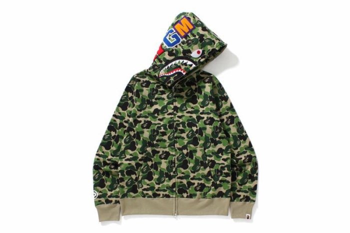 A bathing ape bape abc camo shark hoodie 綠迷彩鯊魚連帽外套| Yahoo