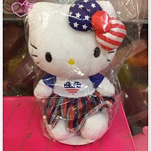 小花花日本精品♥ Hello  Kitty  豆子玩偶 娃娃 藍衣愛心 美國獨立日50089406