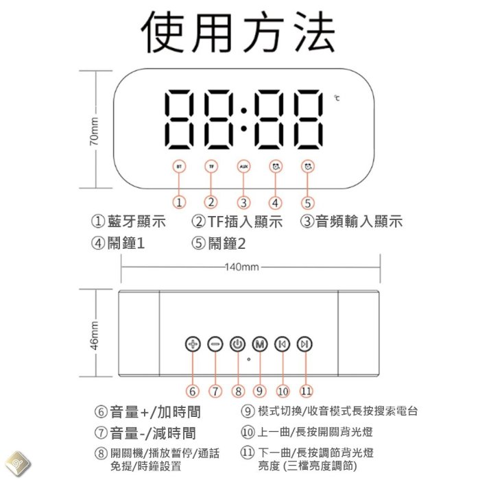 鏡面藍芽鬧鐘音箱｜「人氣推薦」｜鬧鐘 收音機 藍芽喇叭 藍芽音響 藍芽音箱 藍牙音箱 生日禮物 情人節【E01004】