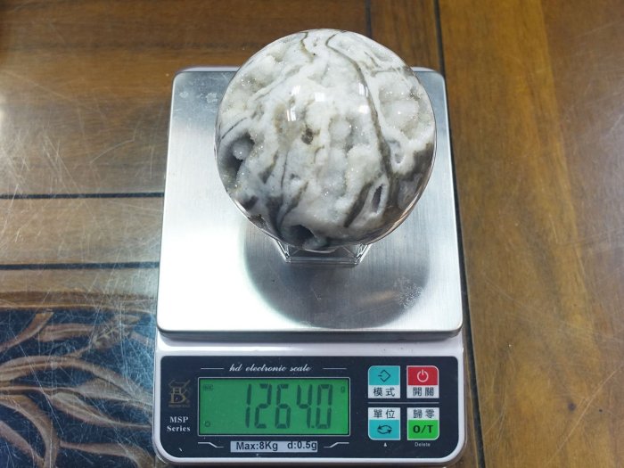 §能量礦石§ 印尼zebra druzy 斑馬晶簇瑪瑙球1264g 直徑102mm 編號20