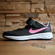 週日結標 Retro CLUB【一元起標】【全新】NIKE REVOLUTION 6 PS 黑色 魔鬼氈 慢跑鞋 中童鞋 W24528