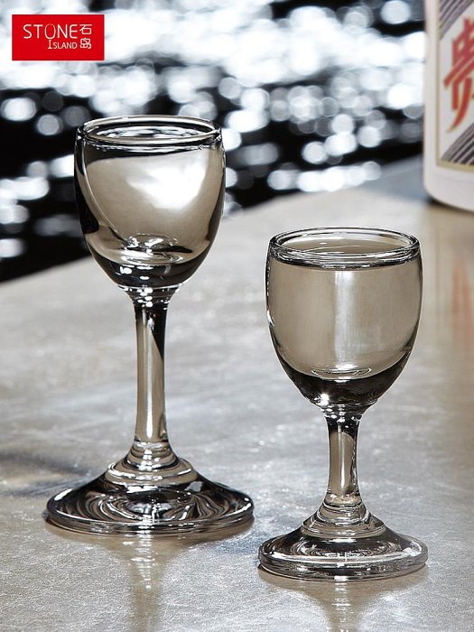 石島水晶玻璃烈酒杯小酒杯分酒器家用套裝白酒杯一口杯中式酒盅