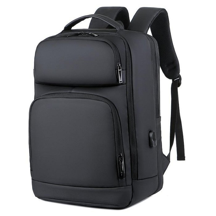 筆電包2024新款男士雙肩包 通勤商務背包大容量防潑水皮膜電腦包