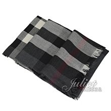 【茱麗葉精品】全新商品 BURBERRY 專櫃商品 4000328 經典英倫格紋羊絨圍巾.黑灰 預購無現貨