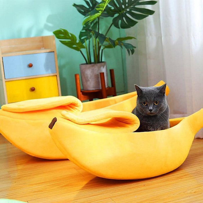 【現貨】貓窩四季通用狗窩香蕉船冬季保暖柯基貓咪可清洗ins寵物床窩 自行安裝