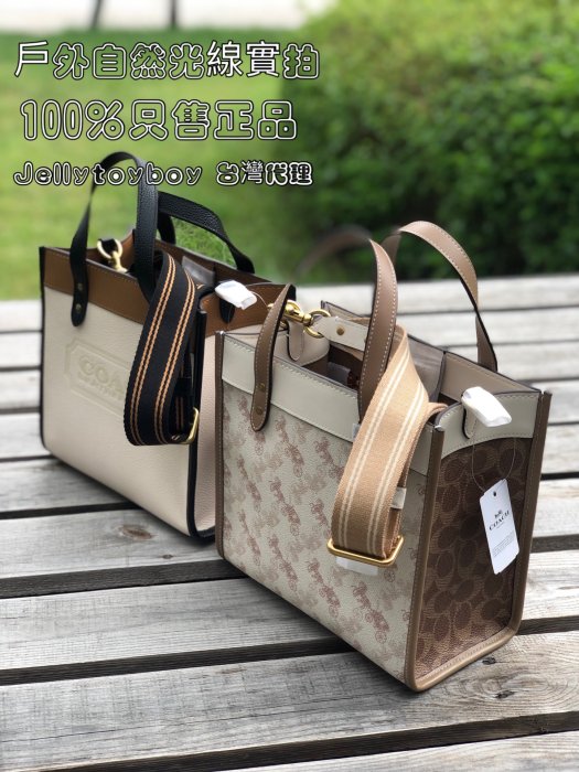 最後一個 Coach FIELD 22 TOTE C3866 全新正品 白色馬車老花 方型包 斜背包 復古GOYARD