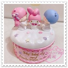 ♥小花花日本精品♥Hello Kitty 美樂蒂Melody雙子星40周年樂園紀念限定款立體公仔收納盒33187105