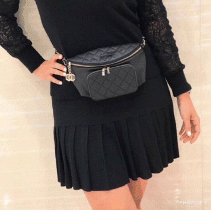 Chanel AS0465 Bi Quilted Waist Bag 鍊帶腰包 黑