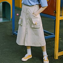 ＳＥＹＥＳ　{日本空運} 自然風工裝設計感立體口袋排扣工作裙