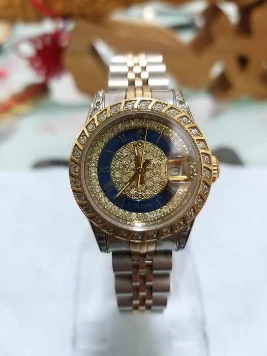 瑞士原裝Unidin雅典滿天星k金錶 eta機芯女錶