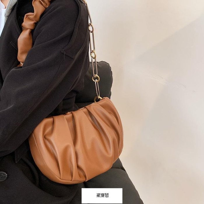 【熱賣精選】2021新款時尚小包包女高級感洋氣單肩包秋冬百搭斜挎包褶皺馬鞍包