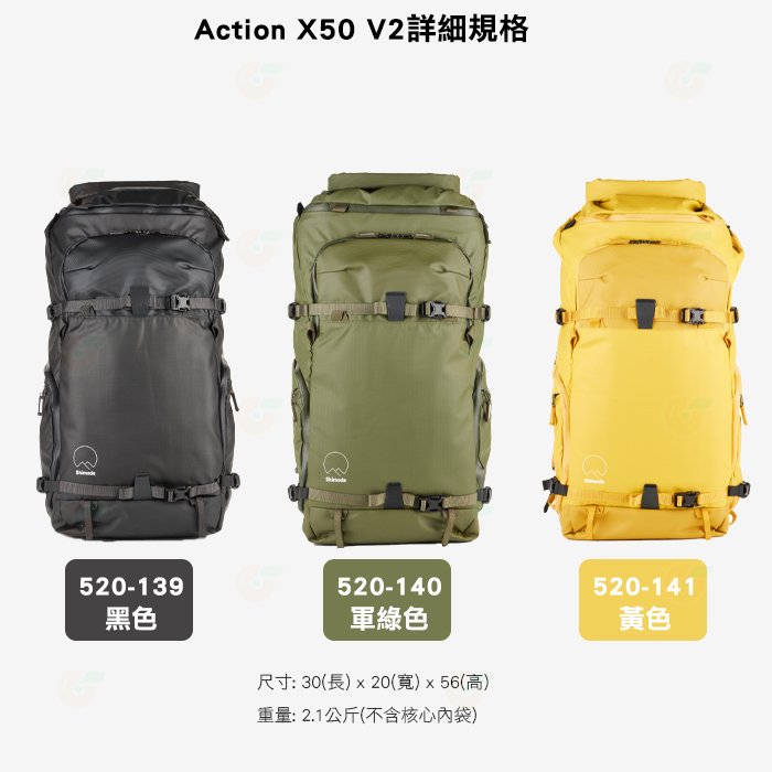 Shimoda 520-139 520-140 520-141 Action X50 v2 Kit 二代超級行動後背包