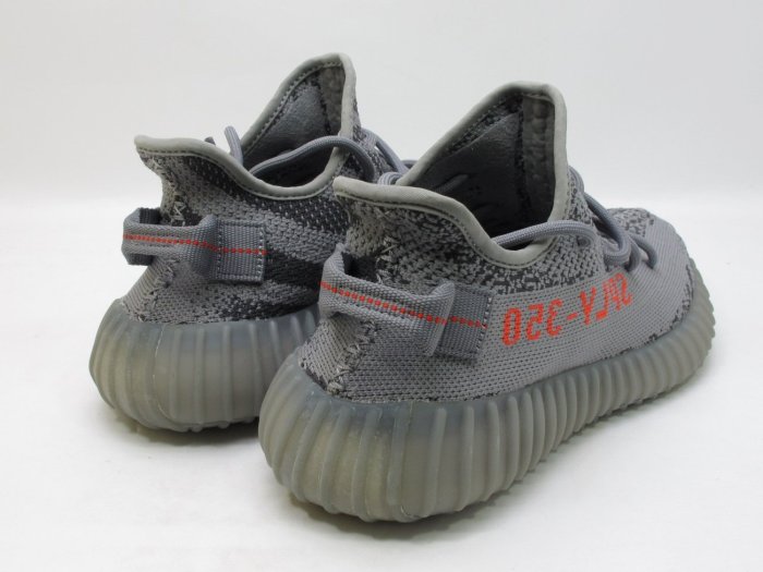 二手 adidas YEEZY BOOST 350 V2 BELUGA 2.0 鐵灰 橘紅字 低筒 灰斑馬 AH2203