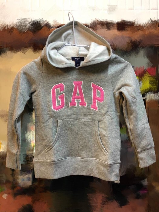 ☆瘋米國衣舖☆ GAP kids 灰色 女童連帽T恤 大logo 童裝 秋冬款 長袖 帽T 北美款 保證真品