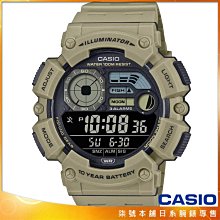 【柒號本舖】CASIO 卡西歐十年電力運動電子膠帶錶-棕色 / WS-1500H-5B (台灣公司貨)