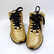 遠麗精品(板橋店) Y0781 chanel 金色高筒綁帶球鞋