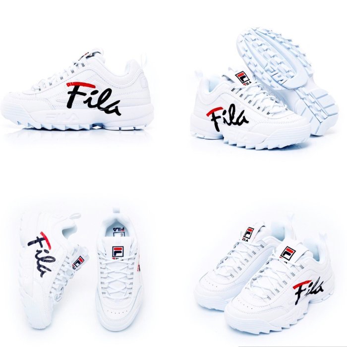 ⚡️潮鞋瘋⚡️現貨FILA Disruptor2草寫字體 全白 黑色 老爹鞋 厚底鋸齒鞋 增高鞋 閨蜜鞋 女段