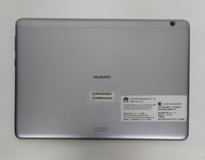 華為 HUAWEI T3    型號:AGS-L03   10.1吋平板    二手 外觀九成五新  使用功能正常  已過原廠保固期