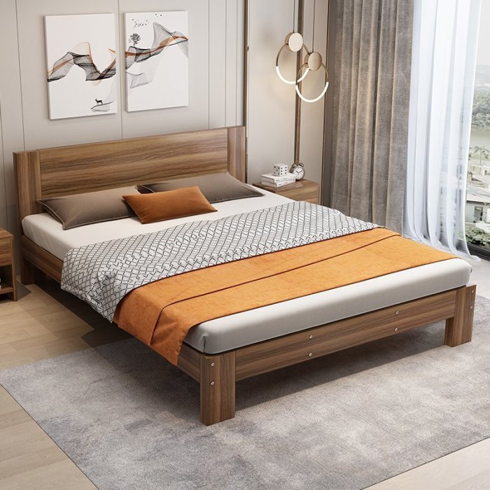 【熱賣下殺】北歐實木床1.8米主臥雙人經濟型現代簡約單人床1.2簡易床架出租屋