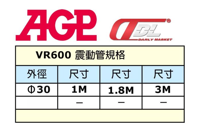 【達利商城】台灣製 AGP VR600 水泥震動機 (30mm*1米 單軟管下標處)