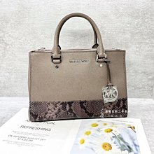 B2787 MICHAEL KORS 灰防刮拼蛇紋雙耳手提肩背包 (遠麗精品 台北店)