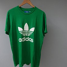 CA 愛迪達 adidas 綠色 純棉 休閒短t L號一元起標無底價P859