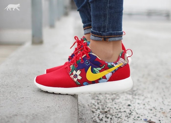 =CodE= NIKE WMNS ROSHE ONE PRINT 花卉網布慢跑鞋(紅黃) 599432-674 輕量 女