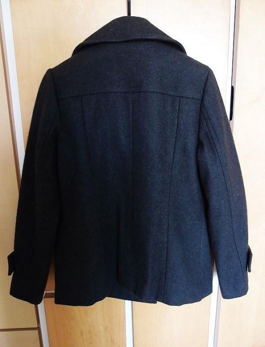 INED墨黑色雙排釦短大衣 外套
