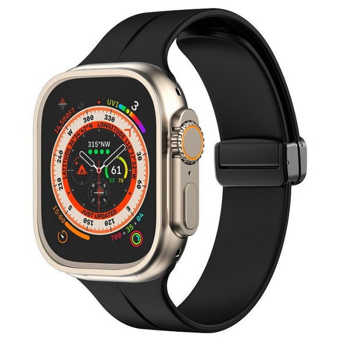 適用applewatch Ultra8 49表帶蘋果手表帶純色磁吸凹槽折疊扣表帶蘋果手錶保護殼 Applewatch保護殼 智能手錶保護殼