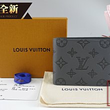 優買二手精品名牌店 LV M81383 MULTIPLE大象灰牛皮 LOGO 原花字紋老花 交叉 短夾 皮夾 男夾 全新