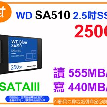 【粉絲價1179】阿甘柑仔店【預購】~ 藍標 WD SA510 250G 2.5吋 SATA3 固態硬碟 SSD 公司貨
