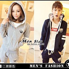 【Men Star】免運費 韓版情侶運動套裝 灰色外套 黑色外套 情侶裝 媲美 nike forever21 levis