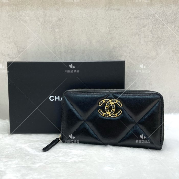 ♡莉亞精品♡CHANEL AP0948 全新品19系列黑羊皮拉鍊中夾| Yahoo奇摩拍賣