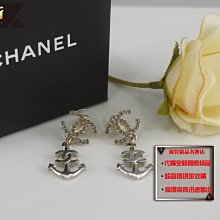 ☆優買二手精品名牌店☆ CHANEL 限量 金 銀 雙色 金屬 水鑽 LOGO 雙 C 船錨 海錨 針式 耳環 全新商品