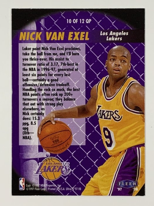 1997-98 Fleer Ultra Quick Picks #10 Nick Van Exel Lakers