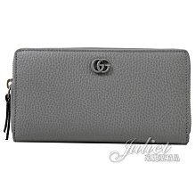 【茱麗葉精品】全新精品 GUCCI 專櫃商品 456117 經典雙G LOGO荔枝牛皮拉鍊長夾.灰 預購無現貨