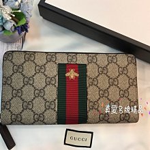 《真愛名牌精品》GUCCI 408832 PVC 蜜蜂 拉鍊長夾 *全新*代購