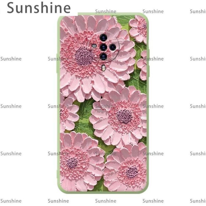 [Sunshine]非洲菊vivo s6手機殼平面油畫新款s5新款藝術y9s液態硅膠